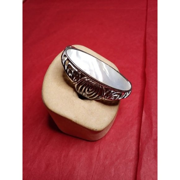 Howlite Look Marbled Gray White‎ Silver Tone Ring Size 7.5 (1a4) - Picture 3 of 5